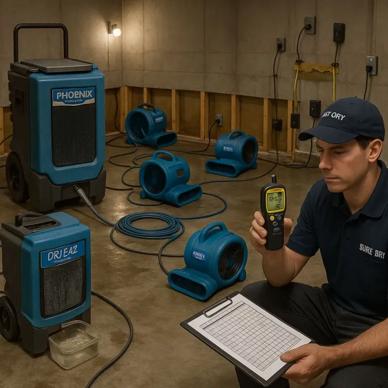 Structural Drying and Dehumidification process in Fall Creek, WI